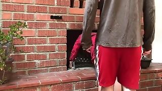 Stepmom Stuck In The Fireplace Offers Hump To Her Stepson To Get Free